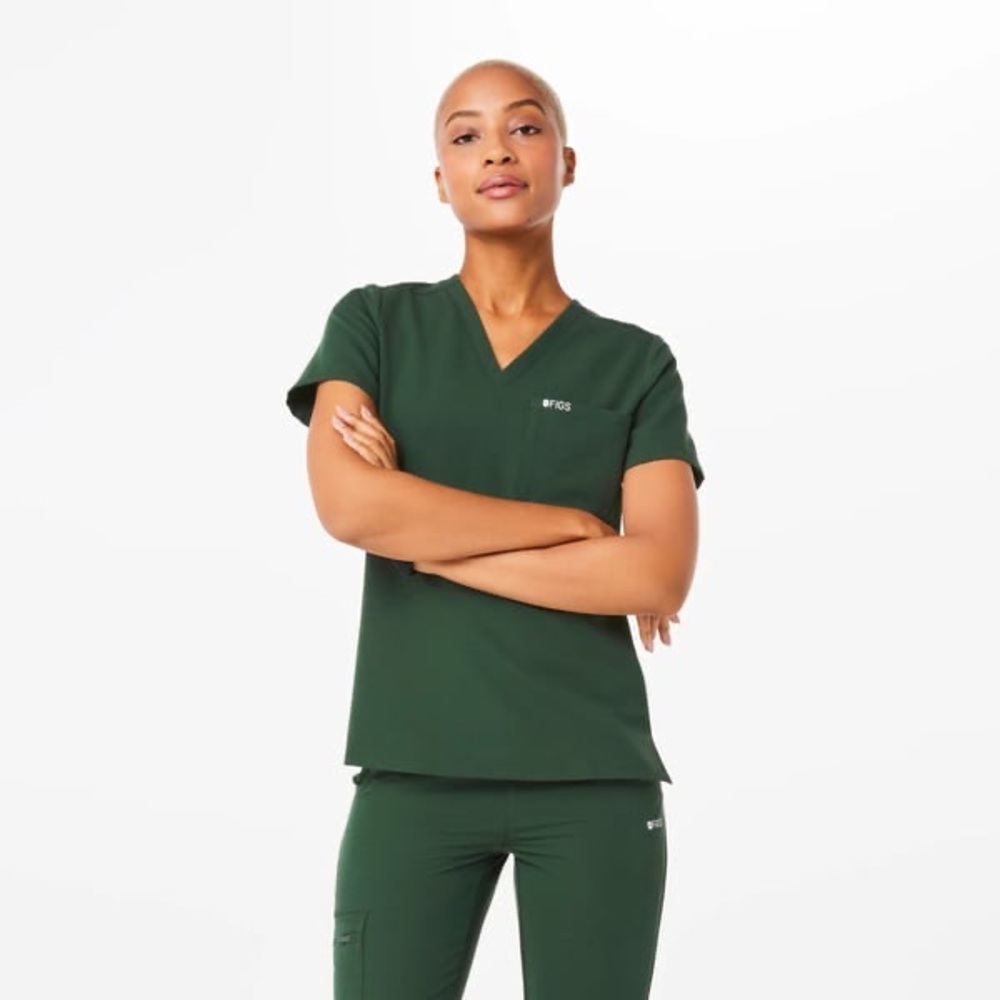 Figs Catarina One-Pocket Scrub Top - British Racing Green (Size: M)